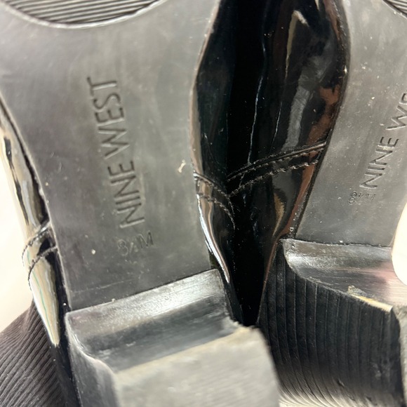 Nine West 8.5M Anastasio Black Patent Lace-Up Oxford Heels career office wingtip - Picture 8 of 9